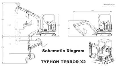 TYPHON TERROR X2 Mini Excavator 2.7 Ton EPA Diesel Perkins Engine USA