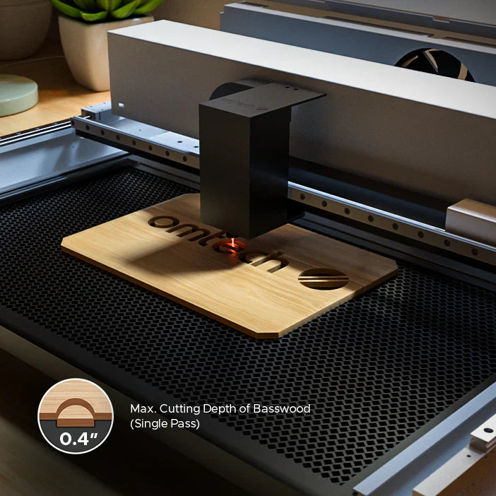 OMTech Polar 50W Desktop CO2 Laser Engraver and Cutter with Two Rotary Axes