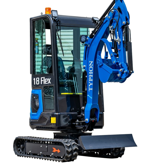 TYPHON 18 FLEX PRO 1.8 Ton Mini Excavator – Powered by Kubota D722 Diesel Engine | EPA Certified USA