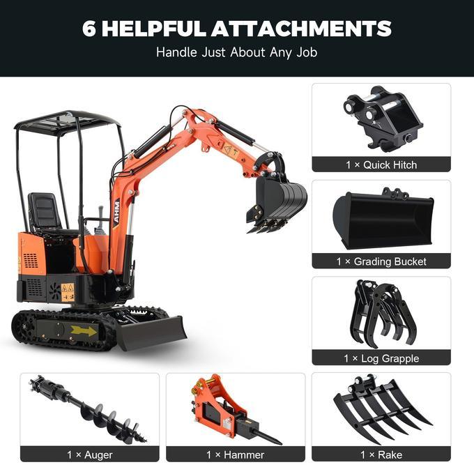 NW-A1 | 13.5 HP B&amp;S Engine Mini Excavator with 6 Attachments