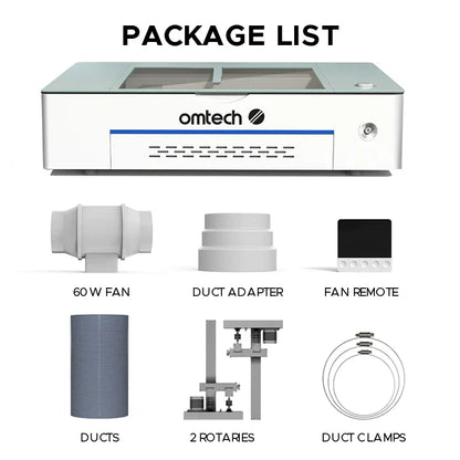 OMTech Polar 50W Desktop CO2 Laser Engraver and Cutter with Two Rotary Axes