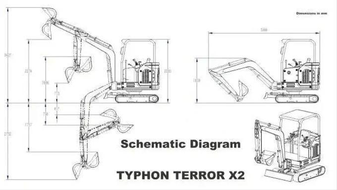 2025 TYPHON TERROR X2 Mini Excavator – 2.7 Ton | Perkins 403J‑11 Diesel Engine | EPA Certified