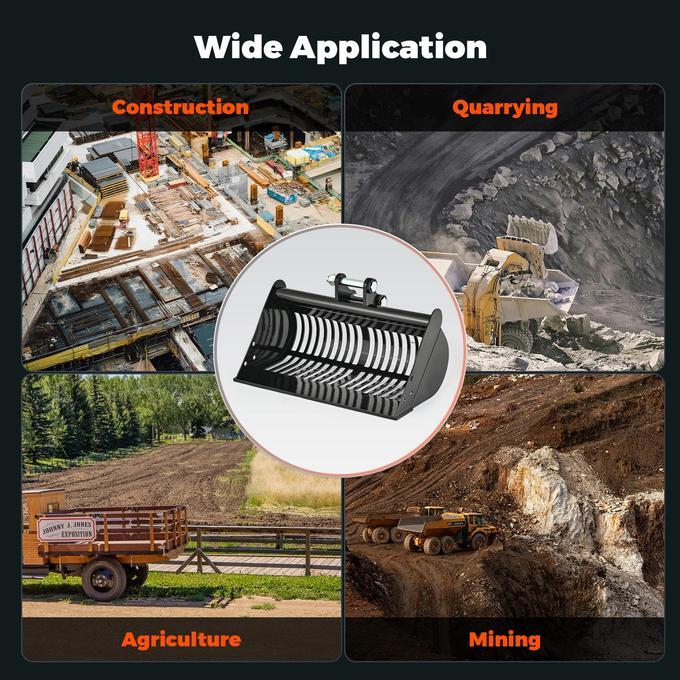 24" Screening Skeleton Bucket Attachment for Mini Excavators AHM 600mm Width