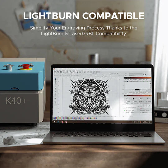 OMTech K40+ 45W Desktop CO2 Laser Engraver with 8" x 12" Working Area and Detachable Honeycomb Workbed
