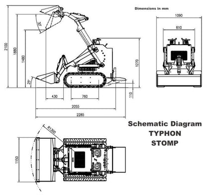TYPHON STOMP 1,800lbs Mini Skid Steer 23HP Gas EPA Engine USA