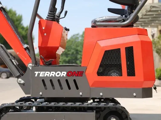 TYPHON TERROR ONE STORM Mini Excavator – 1 Ton Trench Digger with Canopy, Hydraulic Thumb Clip, Hydraulic Oil Cooler, 13.5hp B&amp;S Engine USA