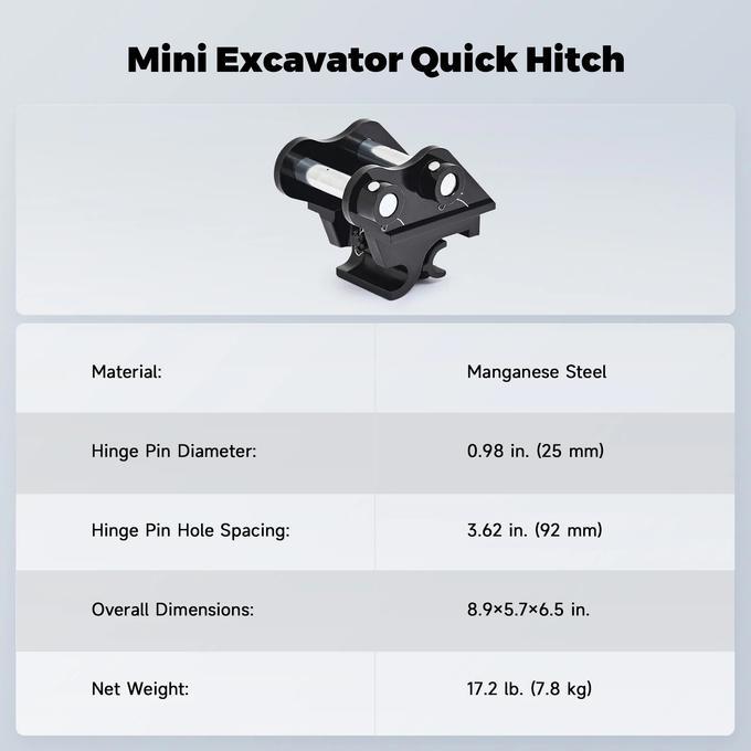 Quick Hitch Attachment for Mini Excavators Digger for Quick Attachments Change