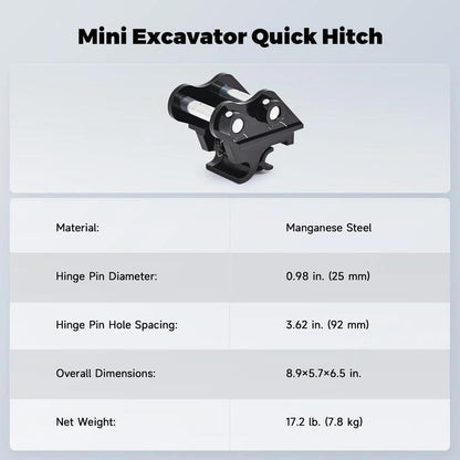 Quick Hitch Attachment for Mini Excavators Digger for Quick Attachments Change