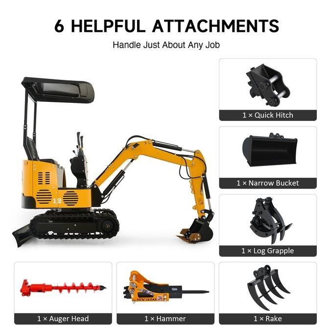 NW-12 | 13.5HP Mini Excavator B&amp;S Engine with 6 Attachments