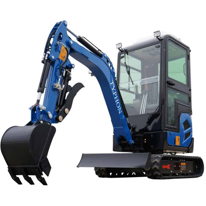 2025 TYPHON TERROR XVII – 4,000 lb Cabin Mini Excavator Powered by Kubota D902 Diesel Engine | EPA Certified