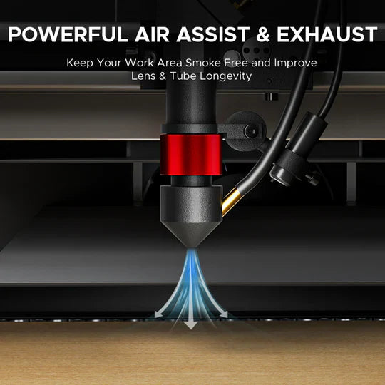 OMTech K40+ 45W Desktop CO2 Laser Engraver with 8" x 12" Working Area and Detachable Honeycomb Workbed