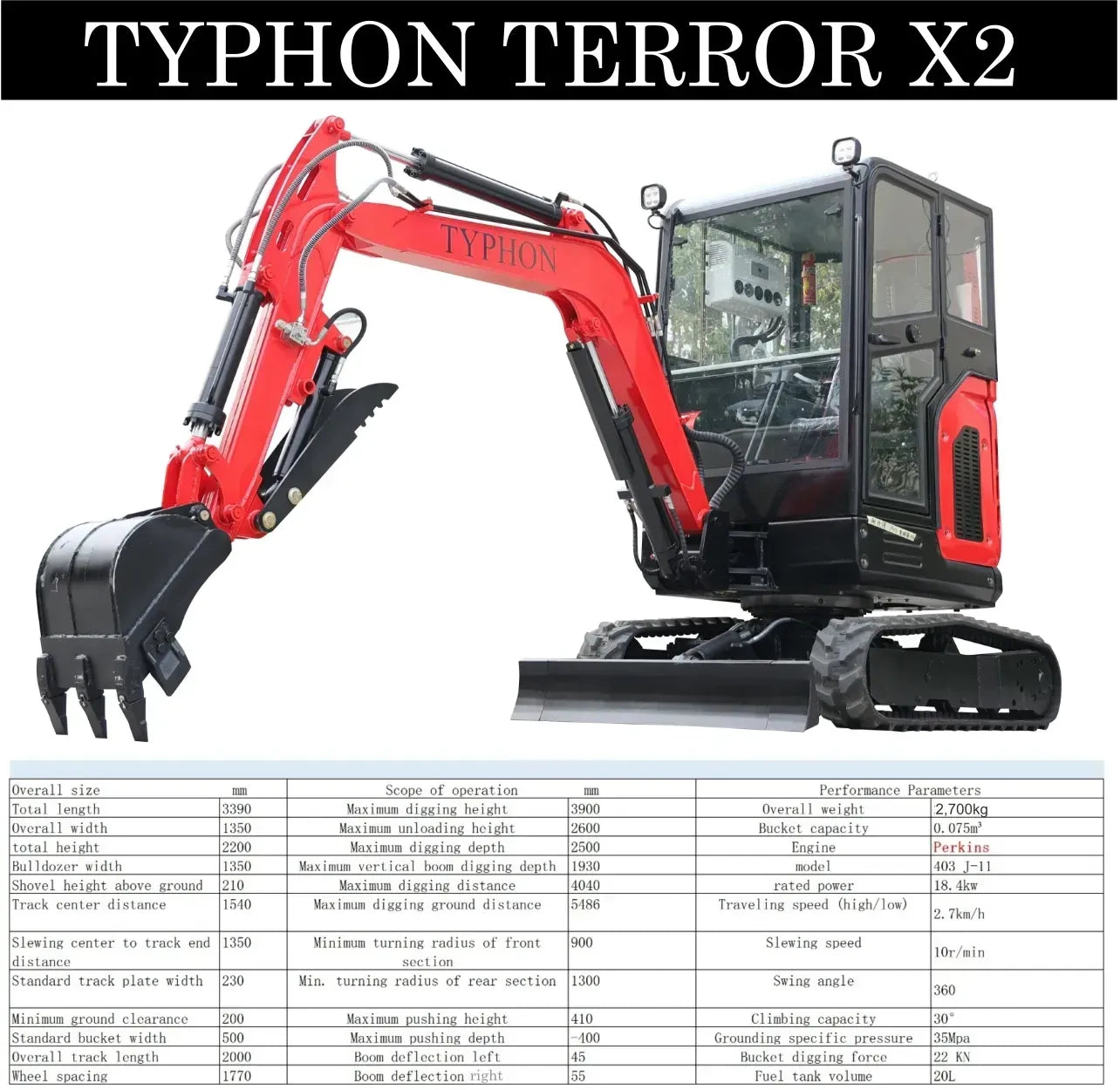 KYMRON® ZX16D Mini Excavator, Kubota powered (Fully Loaded 3 Year Warranty)
